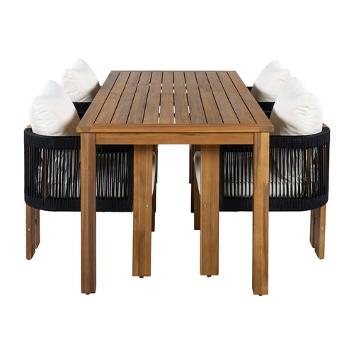 Luxury 5-Piece Outdoor Patio Dining Set for 4, Solid Acacia Wood