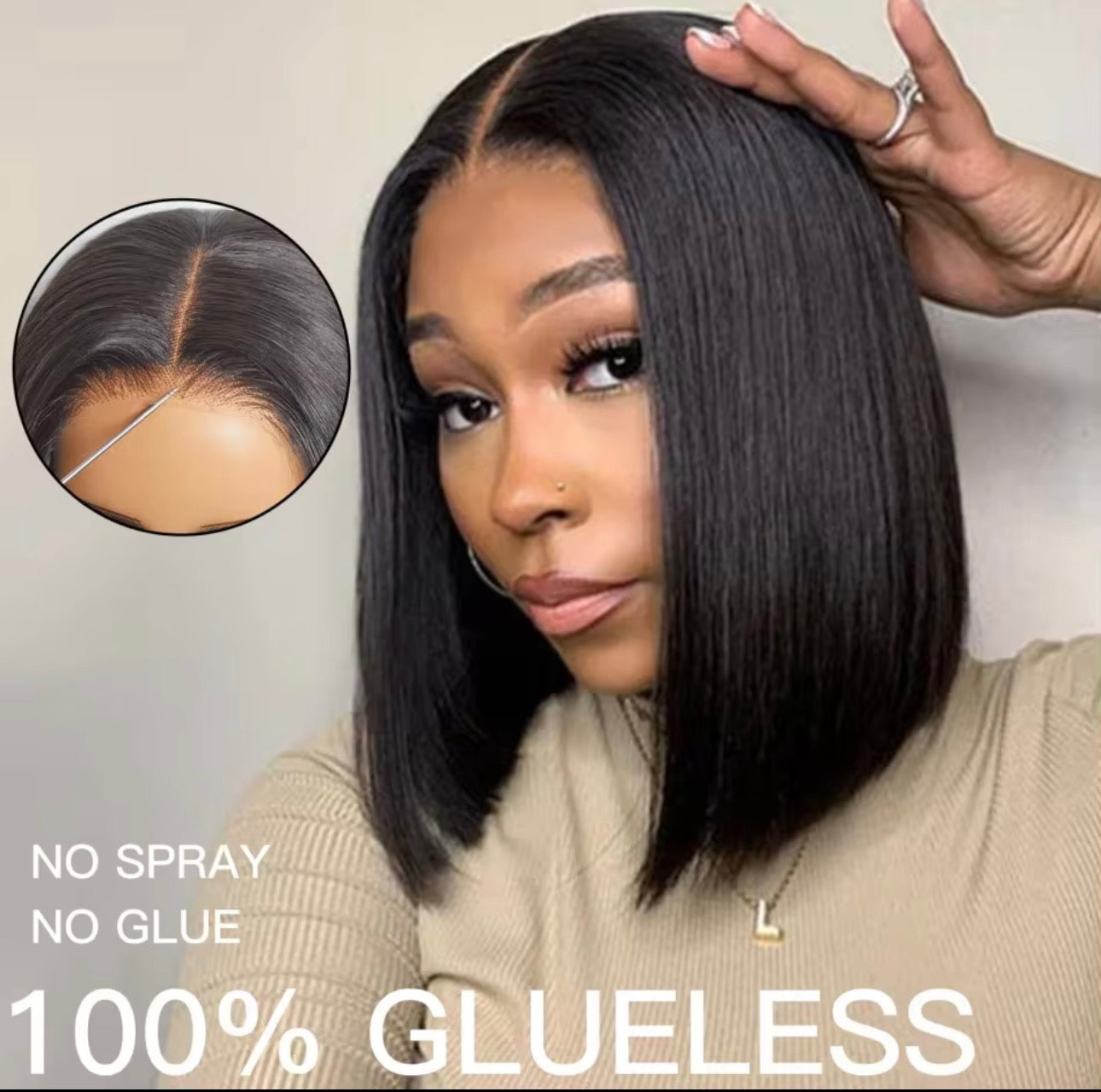 Glueless Bob Human Hair wig HD Frontal 250 Density