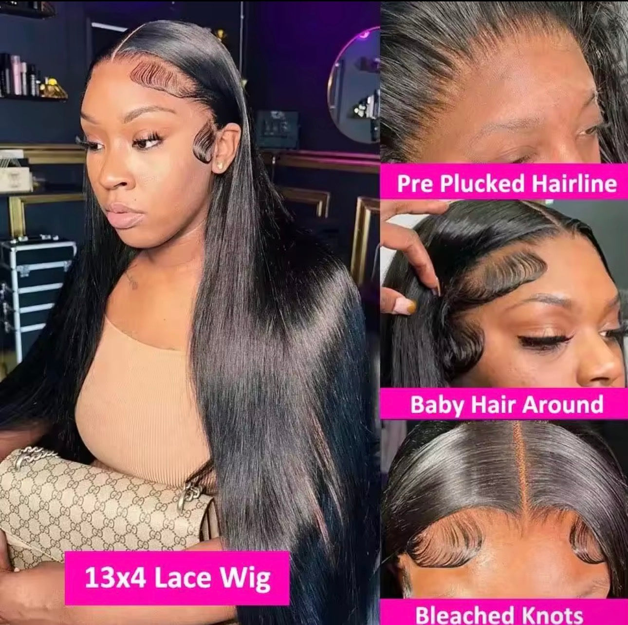 Glueless Bone Straight Human Hair 13x6 HD lace frontal
