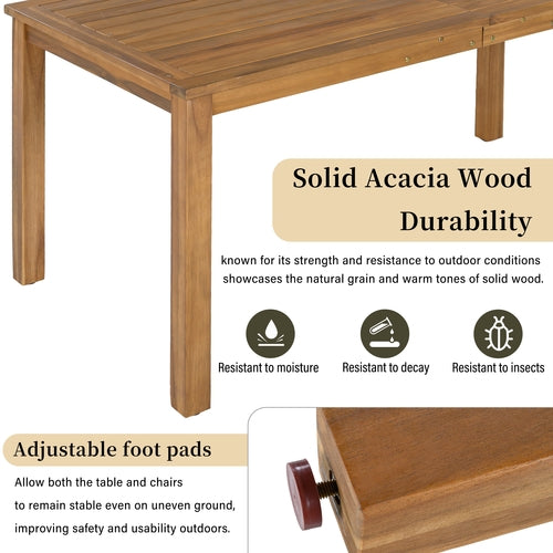 Luxury 5-Piece Outdoor Patio Dining Set for 4, Solid Acacia Wood